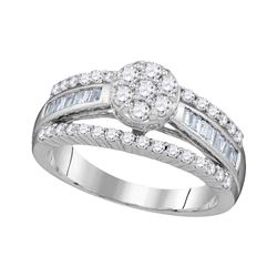 1 CTW Diamond Flower Cluster Bridal Engagement Ring 10KT White Gold - REF-59H9M