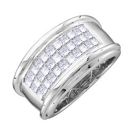 0.50 CTW Mens Princess Diamond Comfort Anniversary Ring 14KT White Gold - REF-94M4H