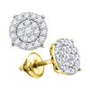 Image 1 : 0.50 CTW Diamond Cluster Earrings 10KT Yellow Gold - REF-37W5K