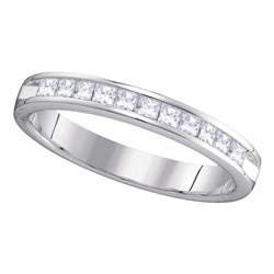 0.50 CTW Princess Diamond Single Row Wedding Ring 14KT White Gold - REF-67Y4X