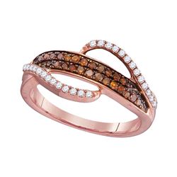 0.33 CTW Red Color Diamond Swirl Strand Ring 10KT Rose Gold - REF-20N9F