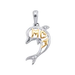 0.02 CTW Diamond Dolphin Mom Pendant 10KT Two-tone Gold - REF-7N4F