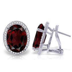 Genuine 12.46 ctw Garnet & Diamond Earrings Jewelry 14KT White Gold - REF-130V2W