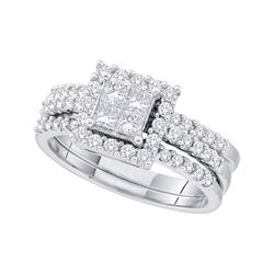 1.01 CTW Princess Diamond Bridal Engagement Ring 14KT White Gold - REF-134H9M