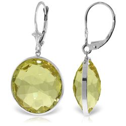 Genuine 34 ctw Quartz Lemon Earrings Jewelry 14KT White Gold - REF-58X2M