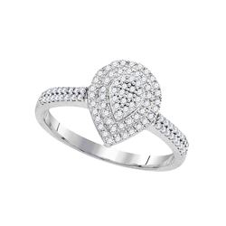 0.33 CTW Diamond Teardrop Cluster Ring 10KT White Gold - REF-31W4K