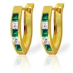 Genuine 1.26 ctw Emerald & White Topaz Earrings Jewelry 14KT Yellow Gold - REF-31X6M