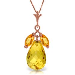 Genuine 7.2 ctw Citrine Necklace Jewelry 14KT Rose Gold - REF-30Y5F