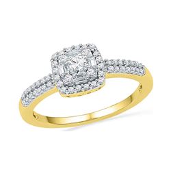 0.36 CTW Diamond Square Cluster Bridal Engagement Ring 10KT Yellow Gold - REF-28X4Y