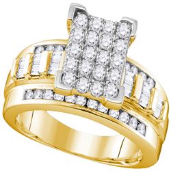 0.84 CTW Diamond Rectangle Cluster Bridal Engagement Ring 10KT Yellow Gold - REF-59Y9X