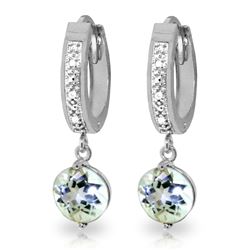 Genuine 2.28 ctw Aquamarine & Diamond Earrings Jewelry 14KT White Gold - REF-56T2A