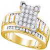 Image 1 : 2 CTW Diamond Cluster Bridal Engagement Ring 10KT Yellow Gold - REF-116W9K