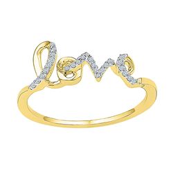 0.07 CTW Diamond Love Ring 10KT Yellow Gold - REF-12W2K