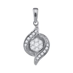 0.19 CTW Diamond Flower Cluster Pendant 14KT White Gold - REF-26N3F