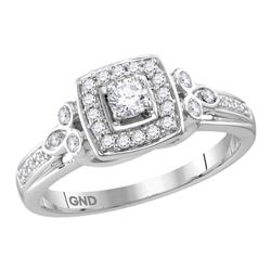 0.33 CTW Diamond Halo Bridal Engagement Ring 10KT White Gold - REF-37H5M