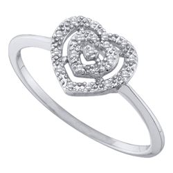 0.04 CTW Diamond Heart Cluster Ring 10KT White Gold - REF-7N4F