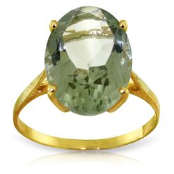 Genuine 7.55 ctw Green Amethyst Ring Jewelry 14KT Yellow Gold - REF-44Y4F