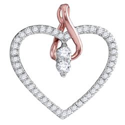 0.26 CTW Diamond 2-stone Heart Pendant 14KT White Gold - REF-26K9W