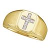 Image 1 : 0.05 CTW Mens Diamond Brushed Cross Ring 14KT Yellow Gold - REF-24W2K