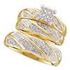 Image 1 : 0.25 CTW His & Hers Diamond Cluster Matching Bridal Ring 14KT Yellow Gold - REF-44Y9X