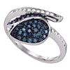 Image 1 : 0.50 CTW Blue Color Diamond Classy Tulip Flower Cluster Ring 10KT White Gold - REF-32F9N