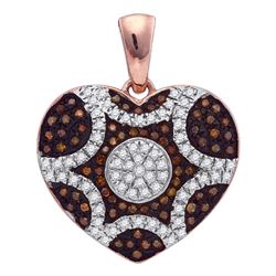 0.33 CTW Red Color Diamond Heart Cluster Pendant 10KT Rose Gold - REF-40N4F