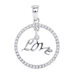 0.25 CTW Diamond Circular Captured Love Circle Pendant 10KT White Gold - REF-14W9K