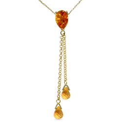 Genuine 3.75 ctw Citrine Necklace Jewelry 14KT Yellow Gold - REF-23N5R