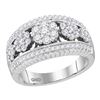 Image 1 : 0.72 CTW Diamond Symmetrical Flower Cluster Ring 10KT White Gold - REF-87K2W