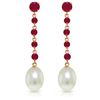 Image 1 : Genuine 10 ctw Ruby & Pearl Earrings Jewelry 14KT Rose Gold - REF-37Y8F