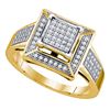 Image 1 : 0.25 CTW Pave-set Diamond Square Cluster Ring 10KT Yellow Gold - REF-34W4K
