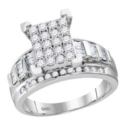 0.50 CTW Diamond Cluster Bridal Engagement Ring 10KT White Gold - REF-45X8Y