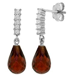 Genuine 4.65 ctw Garnet & Diamond Earrings Jewelry 14KT White Gold - REF-36Y2F