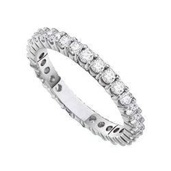 0.50 CTW Pave-set Diamond Eternity Wedding Anniversary Ring 14KT White Gold - REF-59W9K