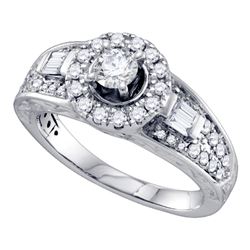 1 CTW Diamond Solitaire Bridal Engagement Ring 14KT White Gold - REF-191H9M