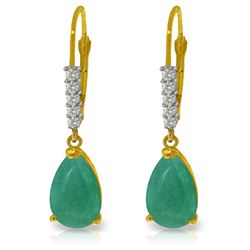 Genuine 2.15 ctw Emerald & Diamond Earrings Jewelry 14KT Yellow Gold - REF-59Z6N