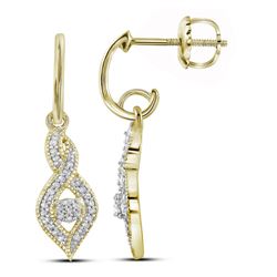 0.15 CTW Diamond Dangle Oval Earrings 10KT Yellow Gold - REF-19M4H