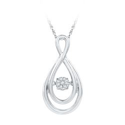 0.05 CTW Diamond Solitaire Moving Twinkle Teardrop Pendant 10KT White Gold - REF-13N4F