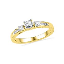 0.50 CTW Diamond 3-stone Bridal Engagement Ring 10KT Yellow Gold - REF-57Y2X