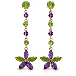 Genuine 4.8 ctw Peridot & Amethyst Earrings Jewelry 14KT Rose Gold - REF-56F8Z