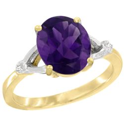 Natural 2.41 ctw Amethyst & Diamond Engagement Ring 14K Yellow Gold - REF-33H8W