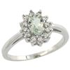 Image 1 : Natural 0.67 ctw Green-amethyst & Diamond Engagement Ring 14K White Gold - REF-48H6W