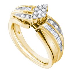 0.38 CTW Diamond Cluster Wedding Bridal Ring 10KT Yellow Gold - REF-44M9H