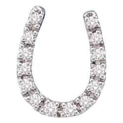 0.10 CTW Diamond Horseshoe Pendant 14KT White Gold - REF-12H2M