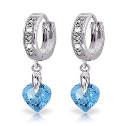 Genuine 1.77 ctw Blue Topaz & Diamond Earrings Jewelry 14KT White Gold - REF-35R2P