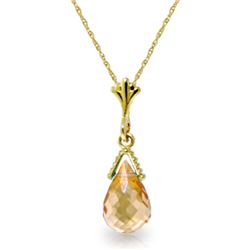 Genuine 4.5 ctw Citrine Necklace Jewelry 14KT Yellow Gold - REF-20A4K