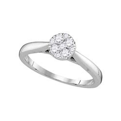 0.25 CTW Diamond Cluster Bridal Engagement Ring 14KT White Gold - REF-34W4K