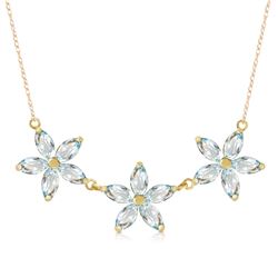 Genuine 4.2 ctw Aquamarine Necklace Jewelry 14KT Yellow Gold - REF-64W3Y