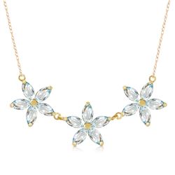 Genuine 4.2 ctw Aquamarine Necklace Jewelry 14KT Yellow Gold - REF-64W3Y