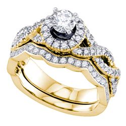 1 CTW Diamond Halo Bridal Wedding Engagement Ring 14KT Yellow Gold - REF-161H9M